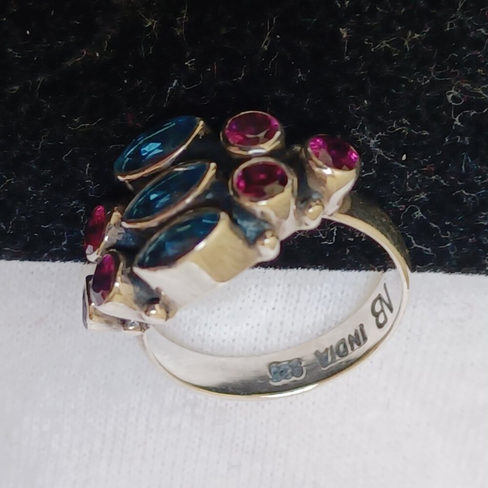 Nicky Butler ring blue topaz pink tourmaline silver size 5 like new - Picture 12 of 16